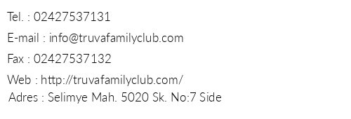 Truva Family Club telefon numaralar, faks, e-mail, posta adresi ve iletiim bilgileri